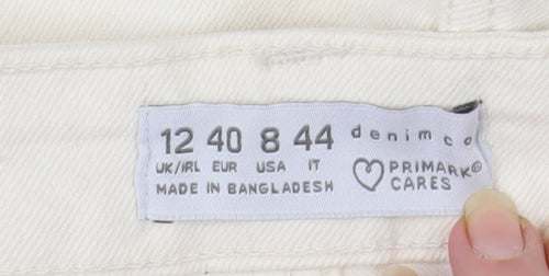Primark Women Ivory Slim Straight High Waist Denim Jeans Size 12