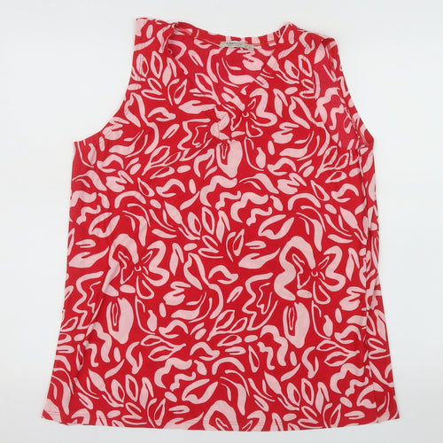Fullamoda Women's Red Sleeveless Cotton Blouse M