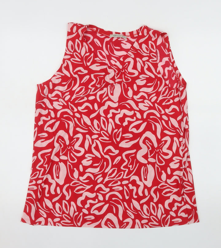 Fullamoda Women's Red Sleeveless Cotton Blouse M