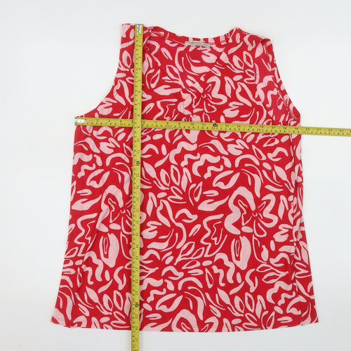 Fullamoda Women's Red Sleeveless Cotton Blouse M