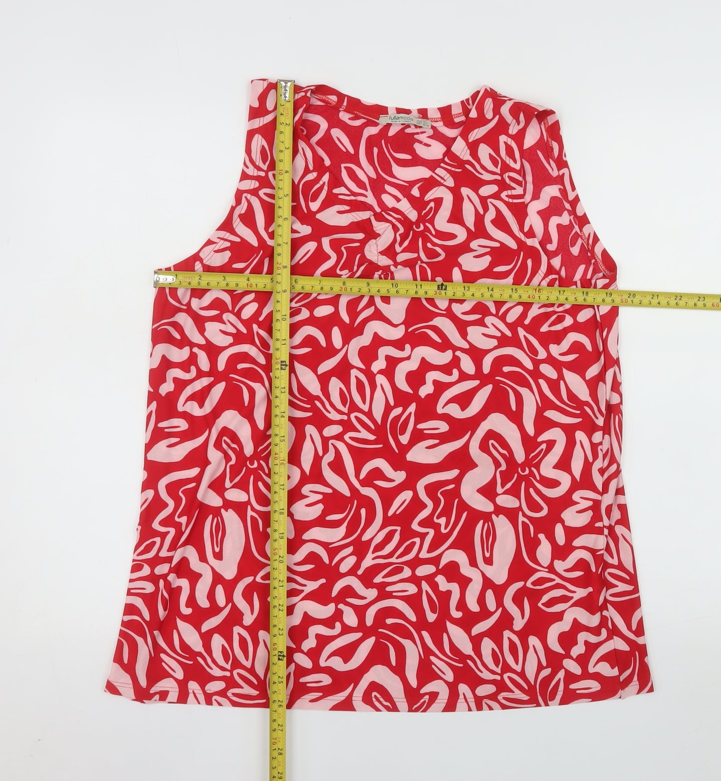 Fullamoda Women's Red Sleeveless Cotton Blouse M
