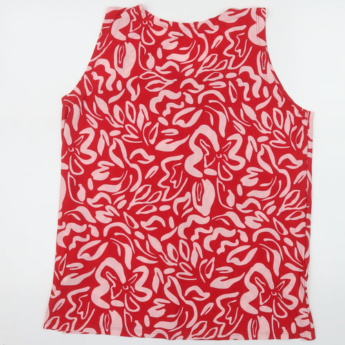 Fullamoda Women's Red Sleeveless Cotton Blouse M