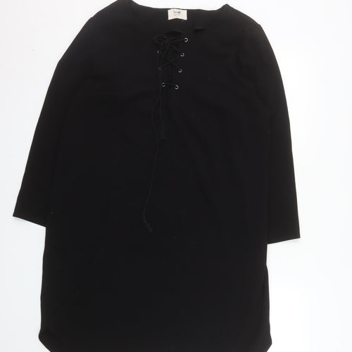 Hush Women Black Size 16 Shift Lace Up Knee Length Dress