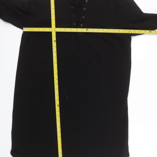 Hush Women Black Size 16 Shift Lace Up Knee Length Dress