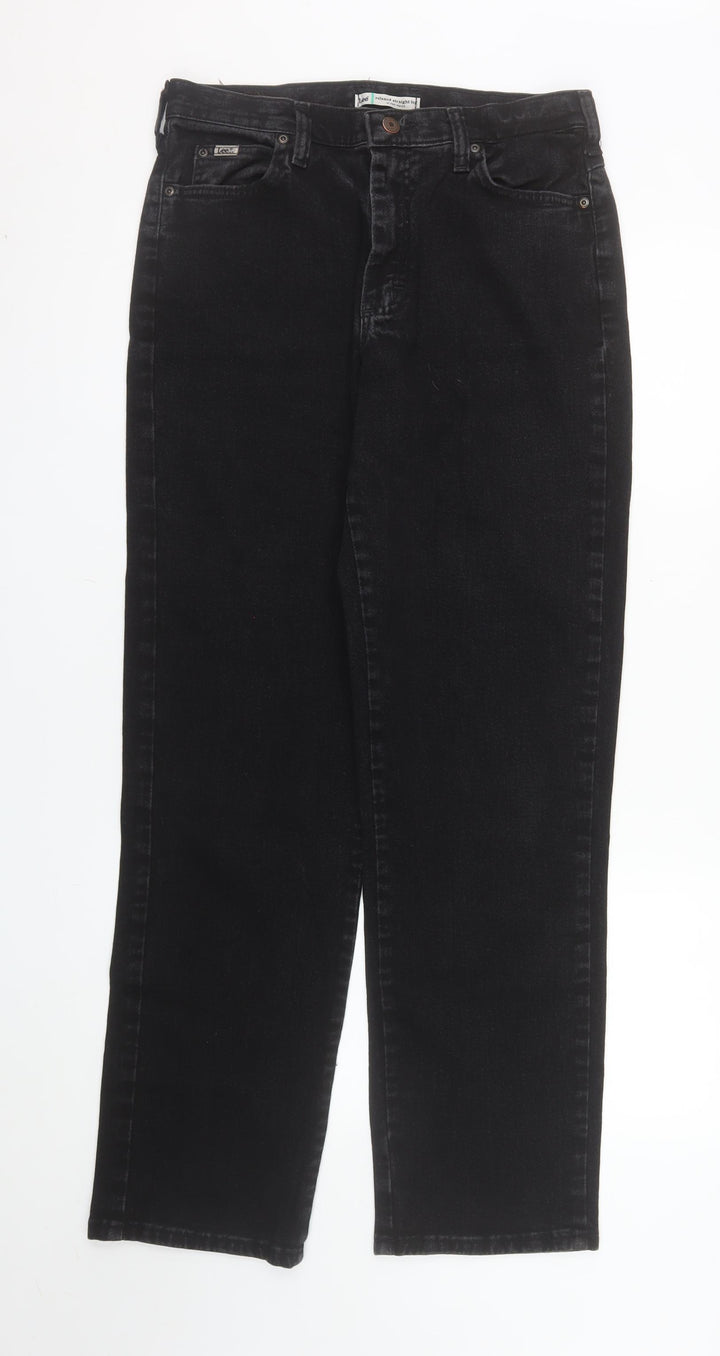 Lee Womens Black Relaxed Straight Leg Jeans Size 8 Long