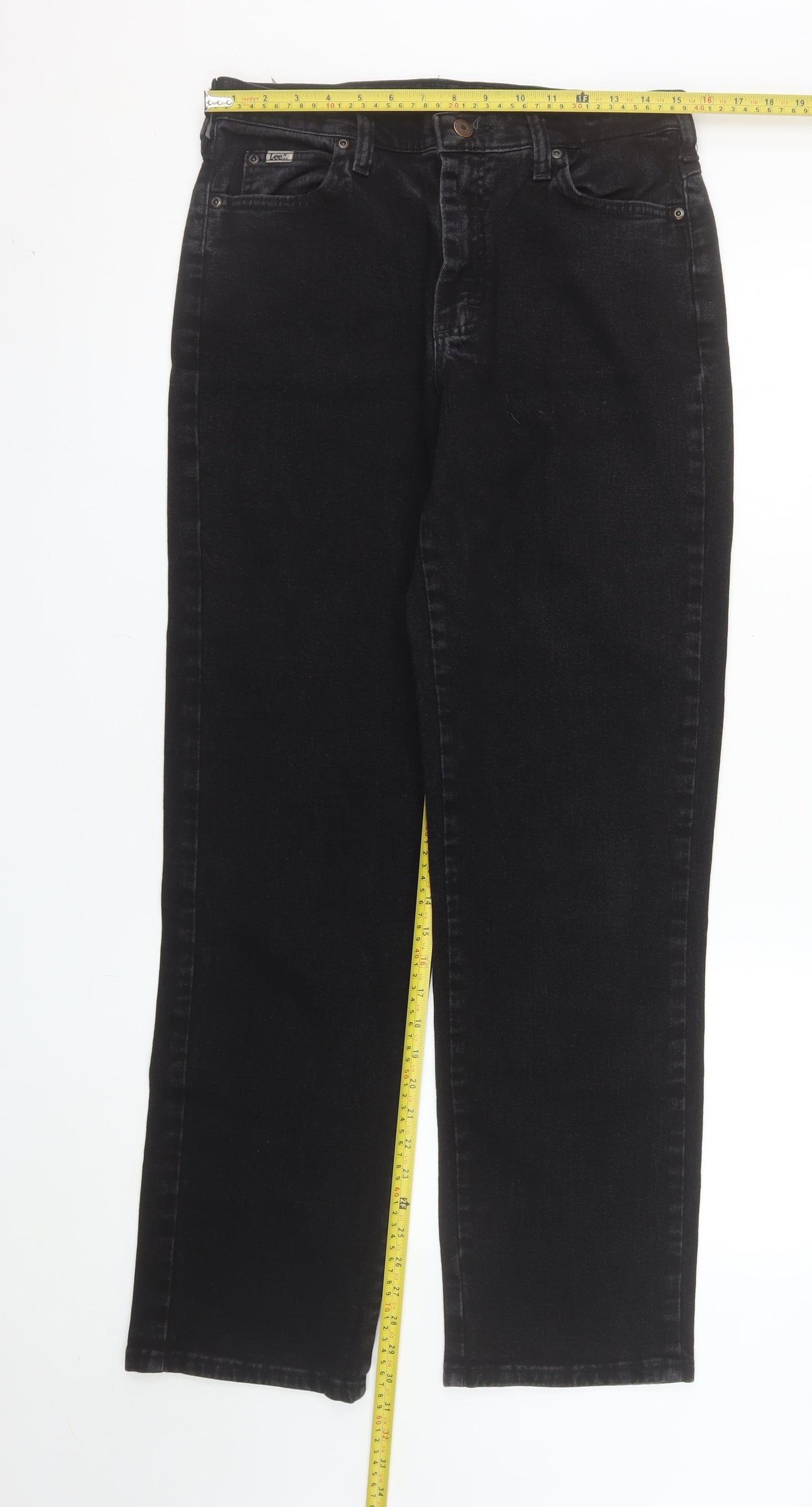 Lee Womens Black Relaxed Straight Leg Jeans Size 8 Long