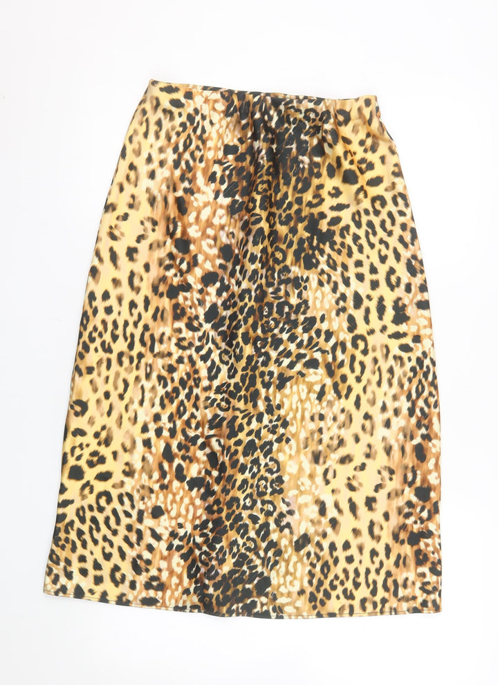 Lipsy Women’s Brown Leopard Print Pencil Skirt Size 10