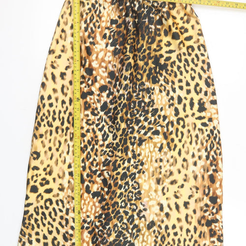 Lipsy Women’s Brown Leopard Print Pencil Skirt Size 10