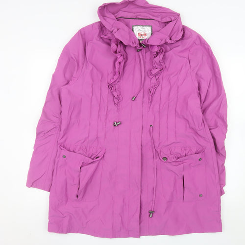 Paco Boutique Womens Pink XXL Hooded Drawstring Mid-Length Coat
