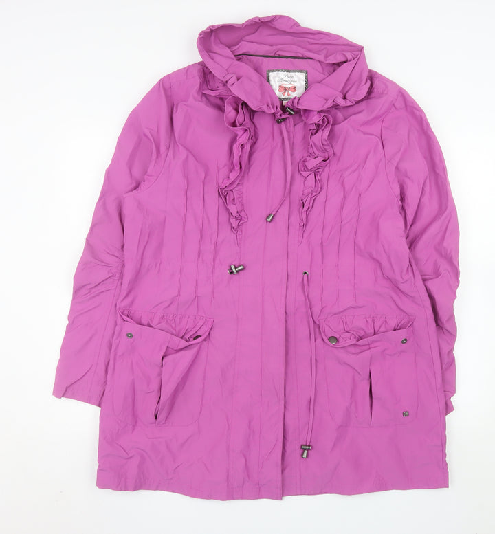 Paco Boutique Womens Pink XXL Hooded Drawstring Mid-Length Coat