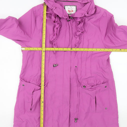 Paco Boutique Womens Pink XXL Hooded Drawstring Mid-Length Coat