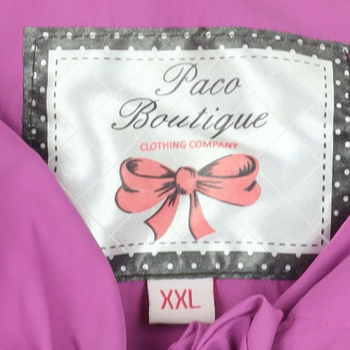 Paco Boutique Womens Pink XXL Hooded Drawstring Mid-Length Coat