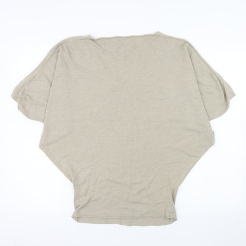 Paul Costelloe Women Beige V-Neck Dolman Sleeve Cotton Top S