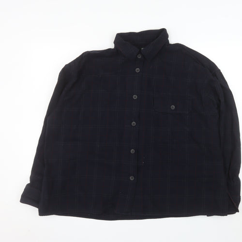 Uniqlo Men's Blue Checked Cotton Flannel Long Sleeve Shirt Size L