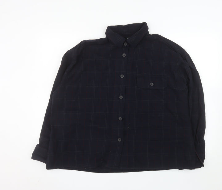 Uniqlo Men's Blue Checked Cotton Flannel Long Sleeve Shirt Size L