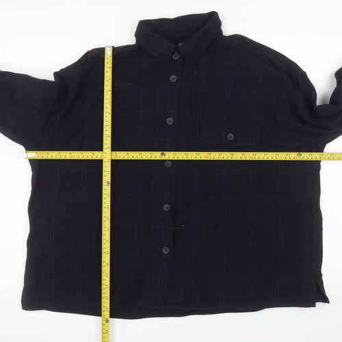 Uniqlo Men's Blue Checked Cotton Flannel Long Sleeve Shirt Size L