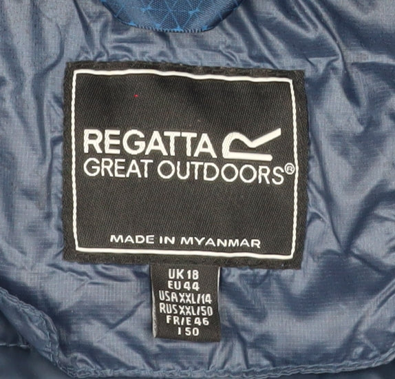 Regatta Women's Blue Long Hooded Puffer Coat Size 18