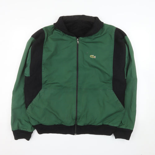 Lacoste Men's Green Bomber Jacket L Retro Full Zip Wool Blend