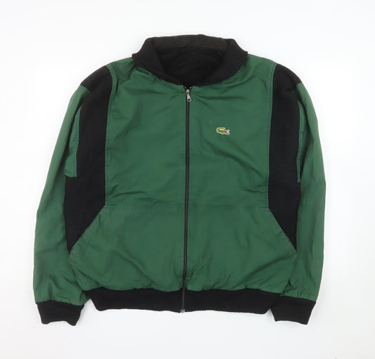 Lacoste Men's Green Bomber Jacket L Retro Full Zip Wool Blend