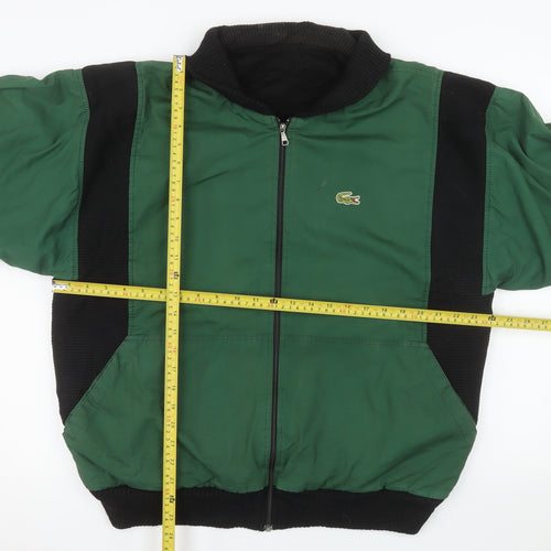 Lacoste Men's Green Bomber Jacket L Retro Full Zip Wool Blend