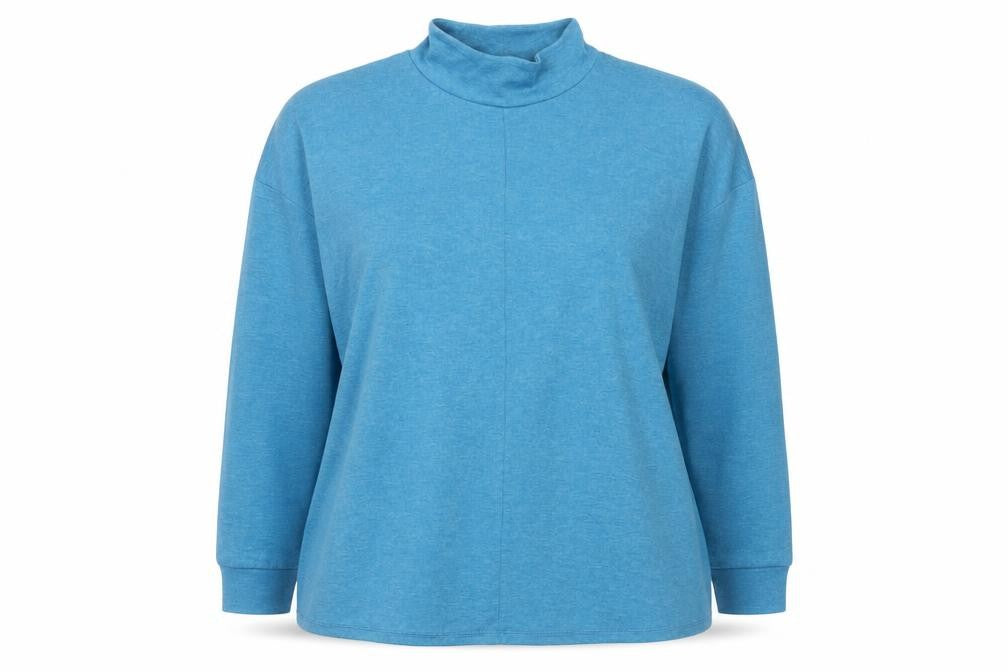 Front view of Dunnes Women’s Blue Mock Neck Long Sleeve jumper XL