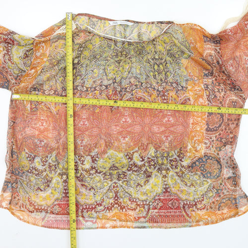 Zara Women Multicoloured Bohemian Paisley Sheer Chiffon Blouse Size S