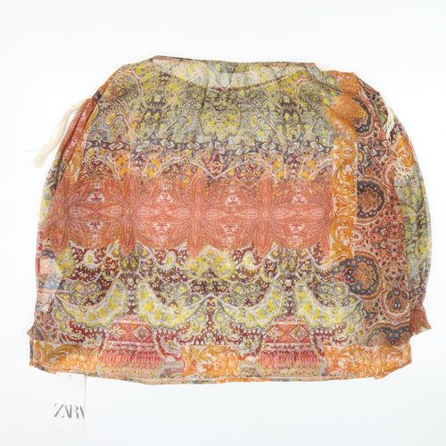 Zara Women Multicoloured Bohemian Paisley Sheer Chiffon Blouse Size S