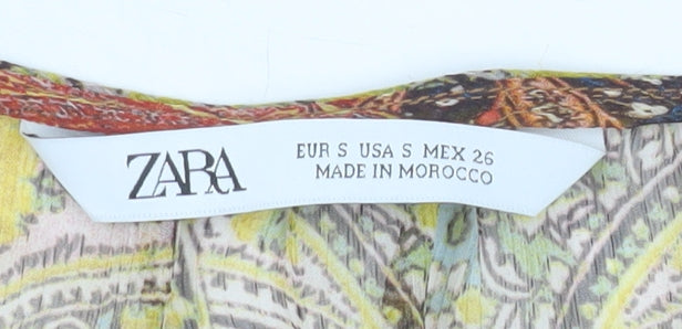 Zara Women Multicoloured Bohemian Paisley Sheer Chiffon Blouse Size S