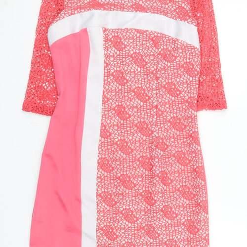 Moncho Heredia Women’s Pink Lace Sheath Dress Size 12 Formal Wedding