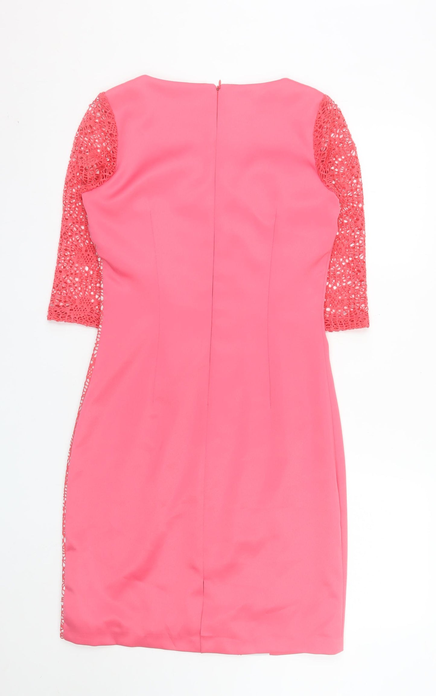 Moncho Heredia Women’s Pink Lace Sheath Dress Size 12 Formal Wedding