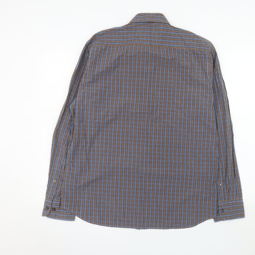 Marc O'Polo Men's Blue Check Cotton Regular Fit Long Sleeve Shirt L