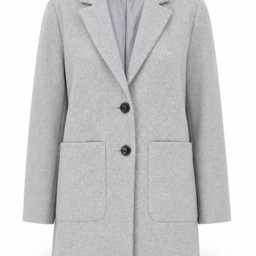 New Look Women Grey Mid-Length Overcoat UK 14 Lined Classic Style