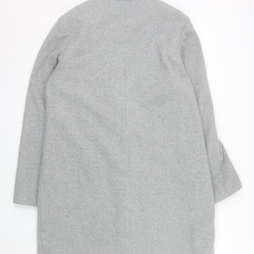 New Look Women Grey Mid-Length Overcoat UK 14 Lined Classic Style