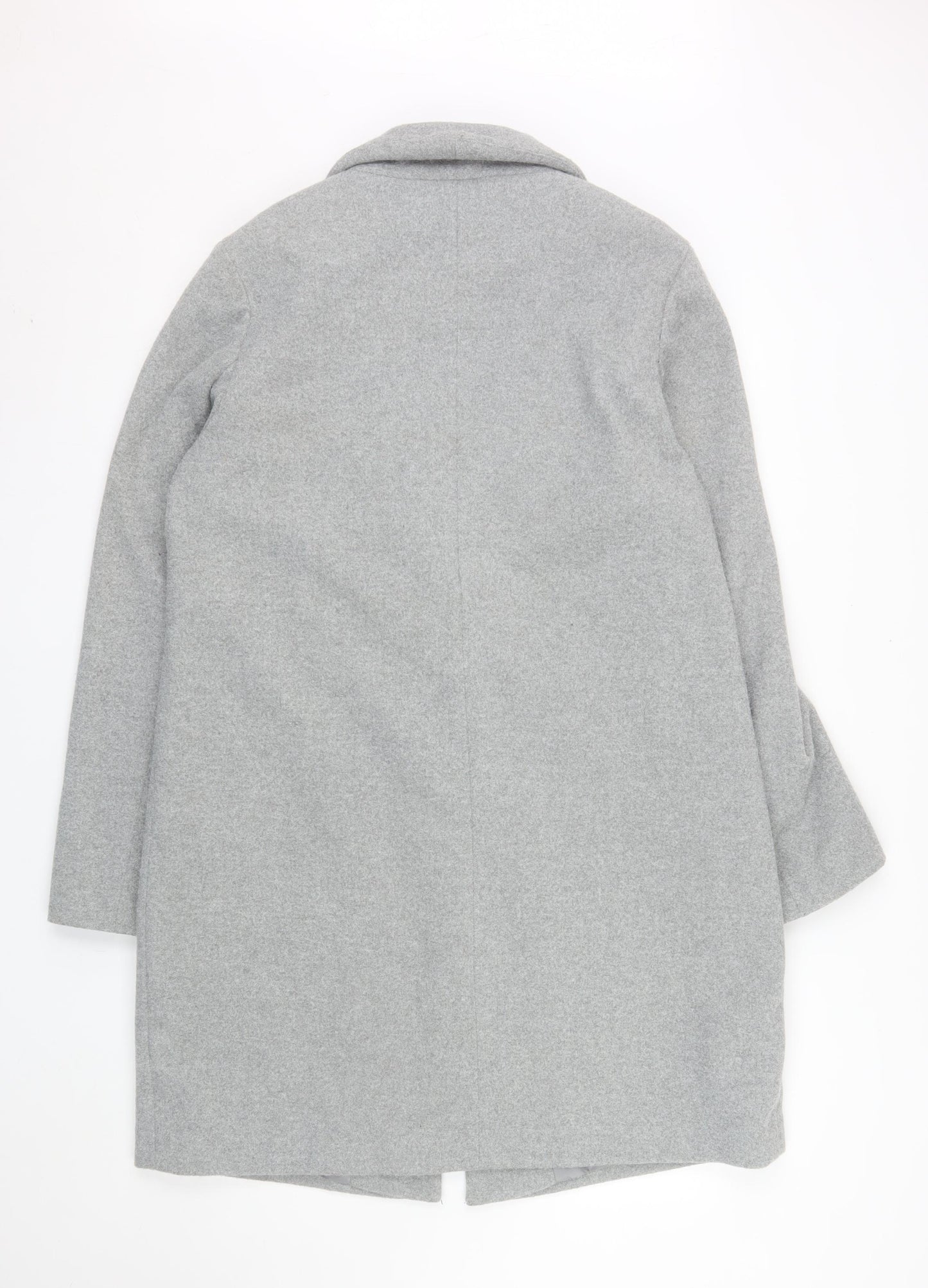 New Look Women Grey Mid-Length Overcoat UK 14 Lined Classic Style