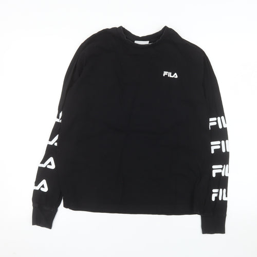 FILA Womens Black Long Sleeve Crew Neck Cotton T-Shirt Size S