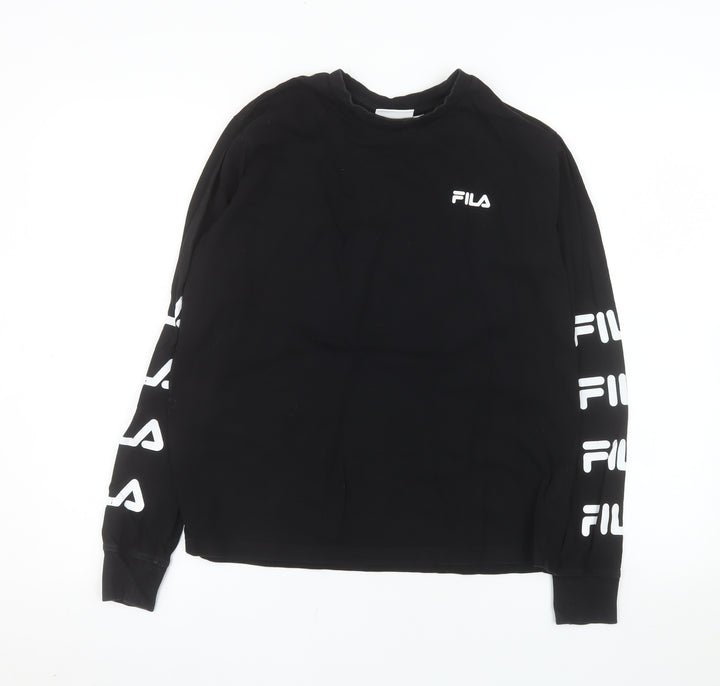 FILA Womens Black Long Sleeve Crew Neck Cotton T-Shirt Size S