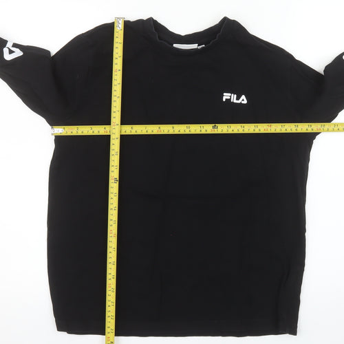 FILA Womens Black Long Sleeve Crew Neck Cotton T-Shirt Size S