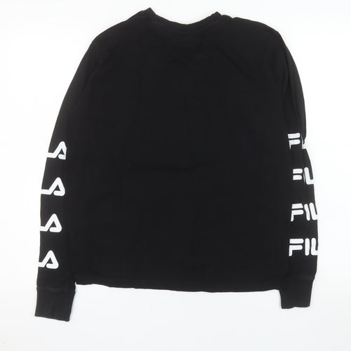 FILA Womens Black Long Sleeve Crew Neck Cotton T-Shirt Size S