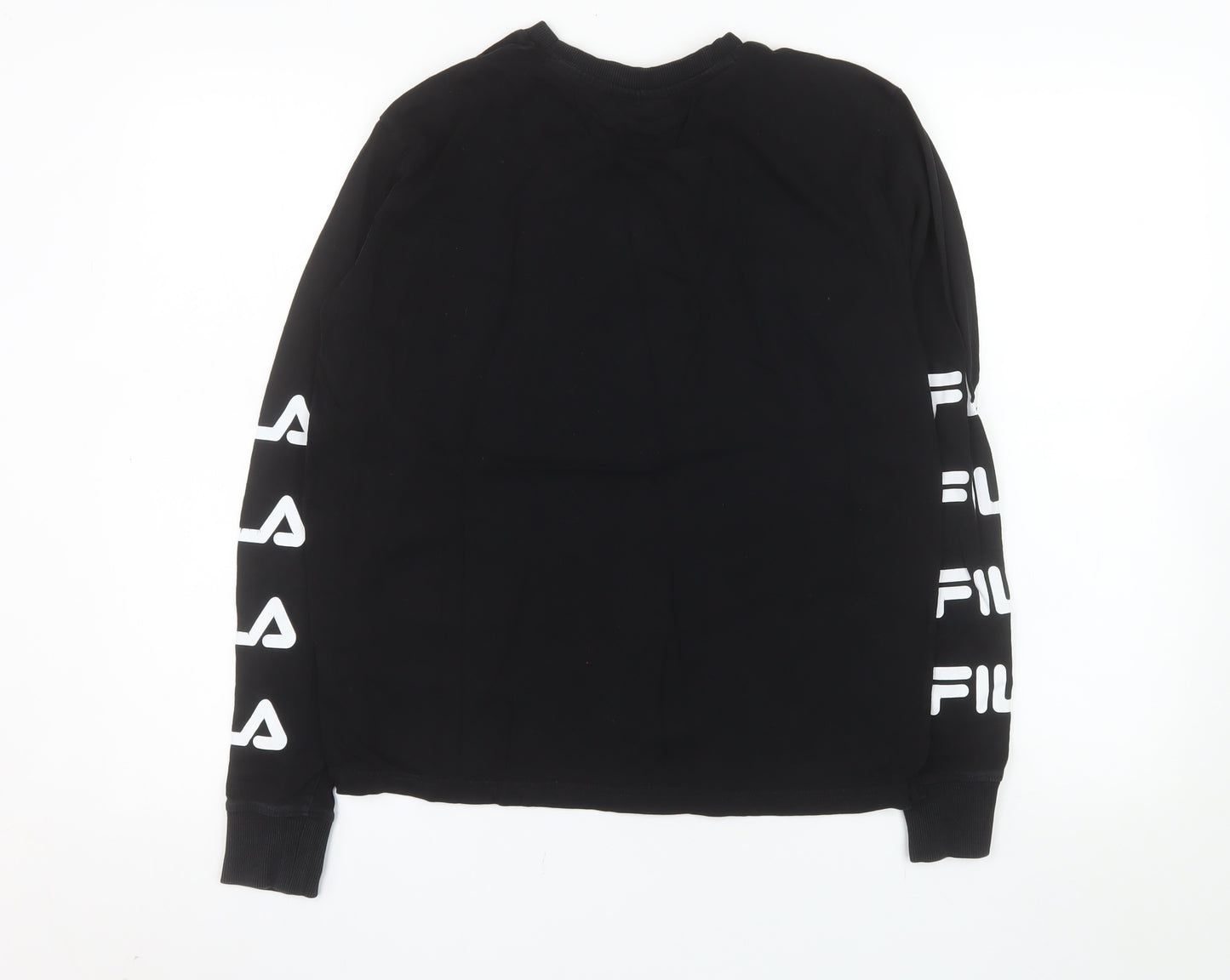 FILA Womens Black Long Sleeve Crew Neck Cotton T-Shirt Size S