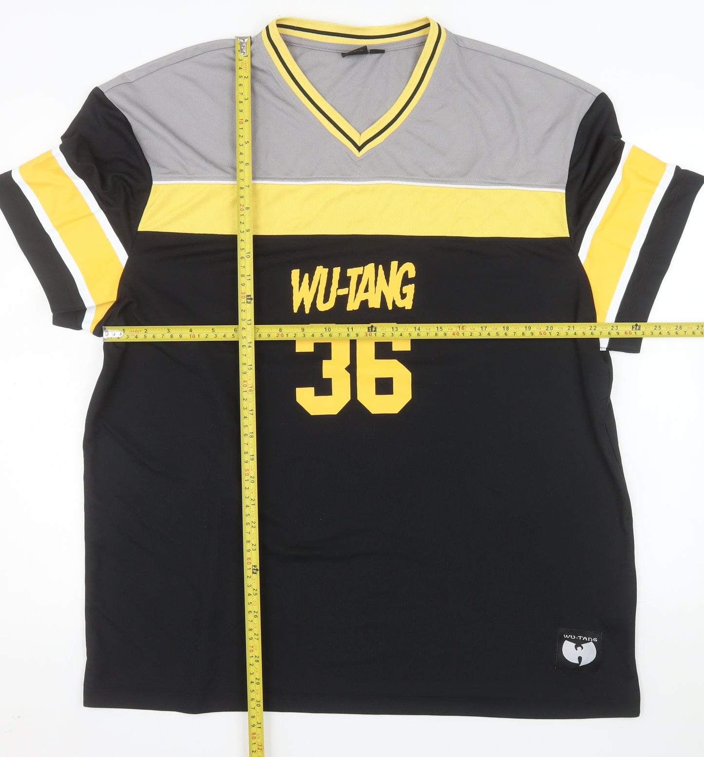 Wu-Tang Men’s 2XL Black V-Neck Band Graphic Colourblock T-Shirt