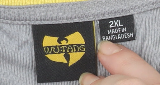 Wu-Tang Men’s 2XL Black V-Neck Band Graphic Colourblock T-Shirt