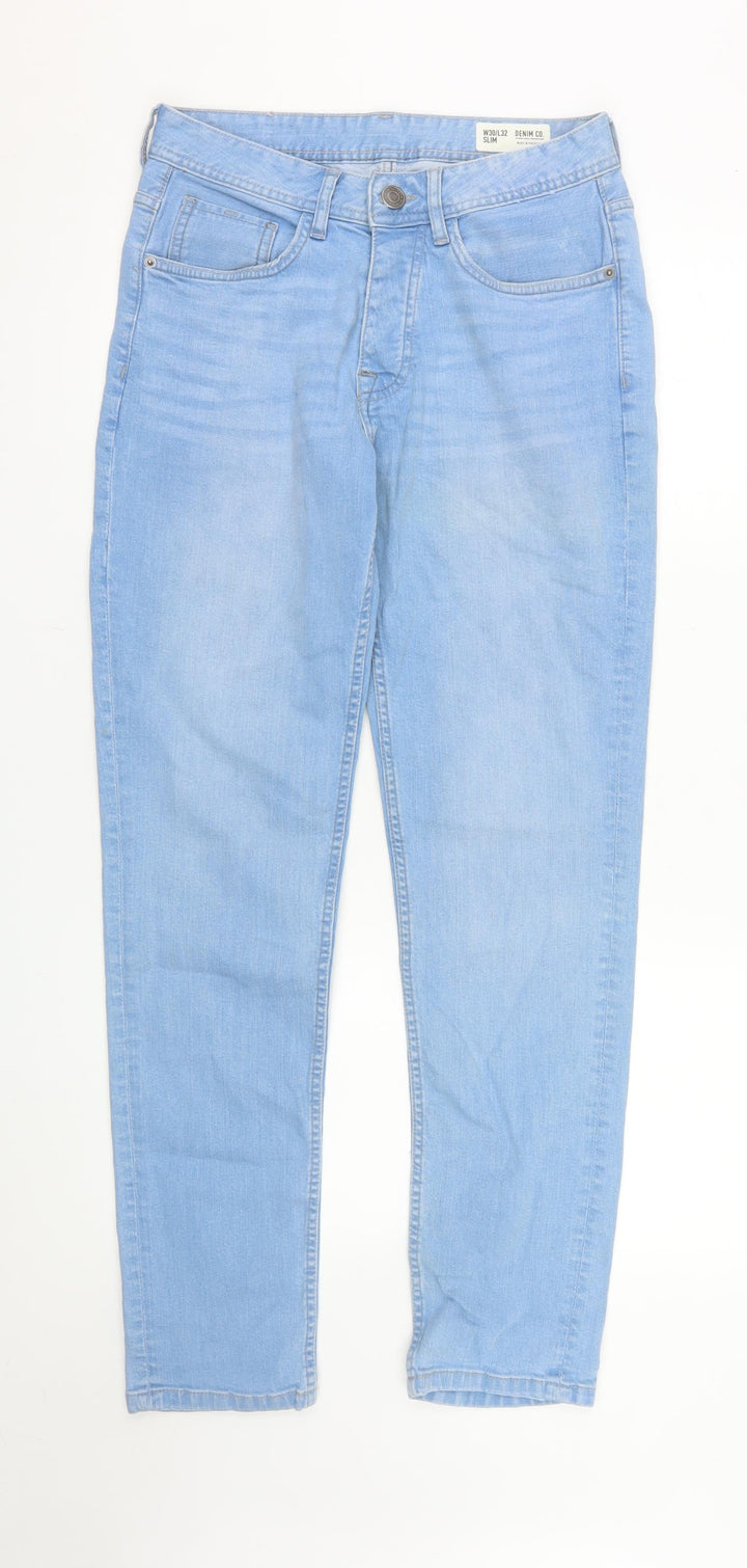 Denim Co. Men's Blue Slim Fit Straight Jeans W30 L32