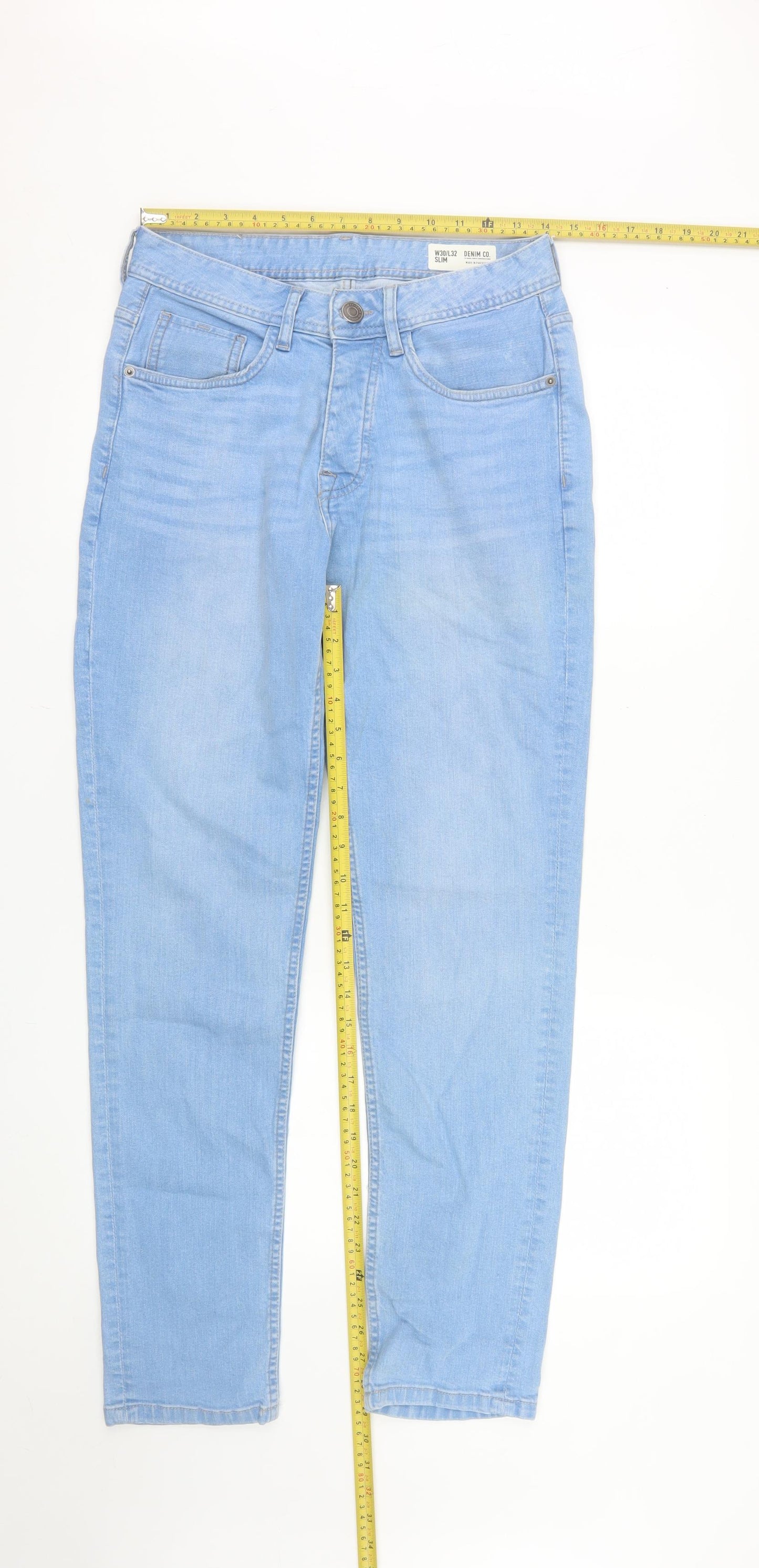Denim Co. Men's Blue Slim Fit Straight Jeans W30 L32