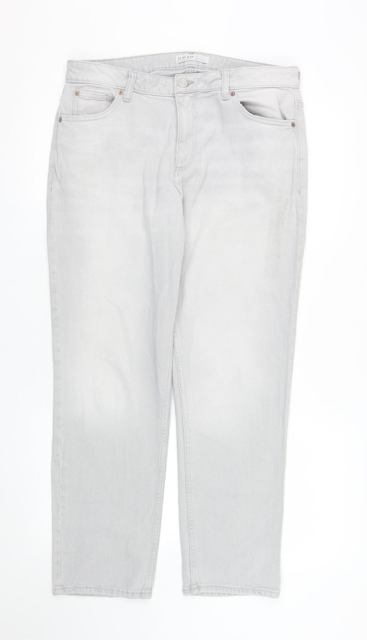 Primark Women Grey Straight Denim Jeans Size 12 Regular Fit