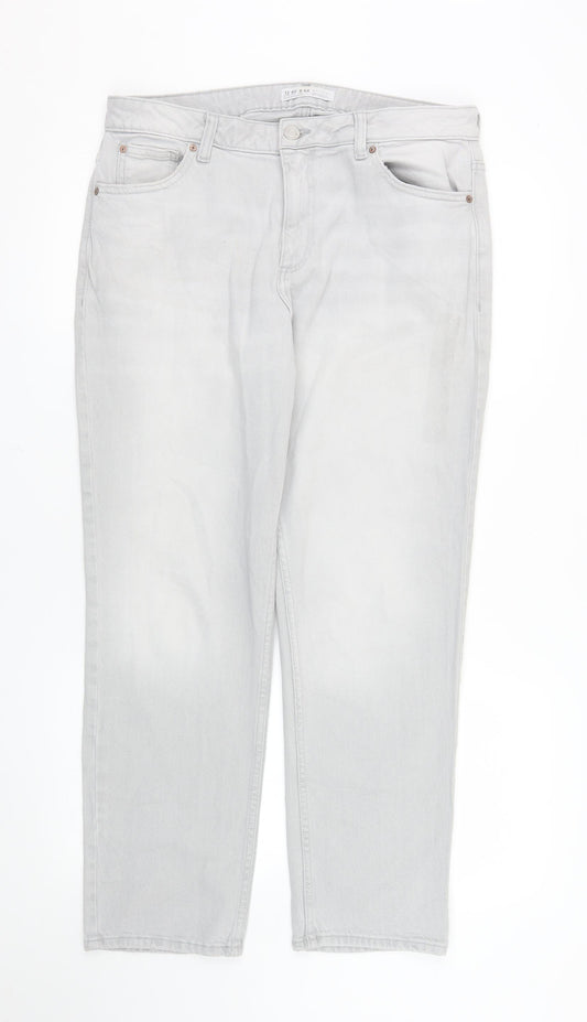 Primark Women Grey Straight Denim Jeans Size 12 Regular Fit
