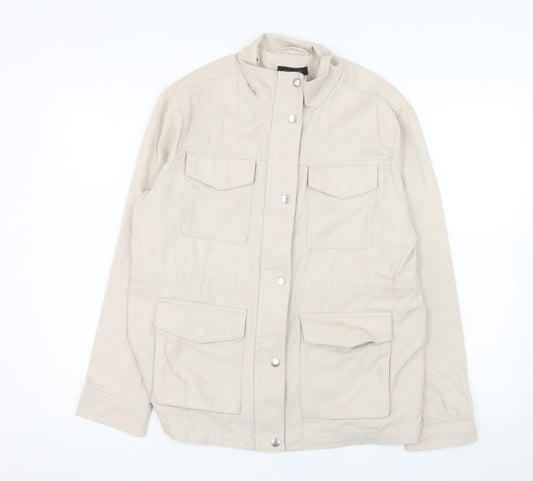 New Look Women's Beige Cotton Military Jacket Size 10