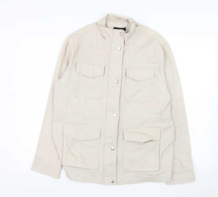 New Look Women's Beige Cotton Military Jacket Size 10