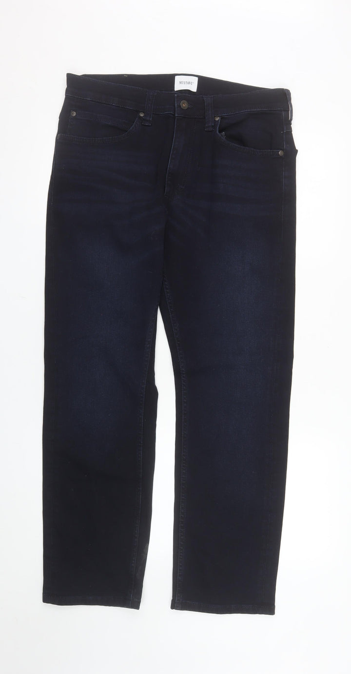 Mustang Men's Blue Straight Leg Jeans 34W 30L Regular Fit Denim