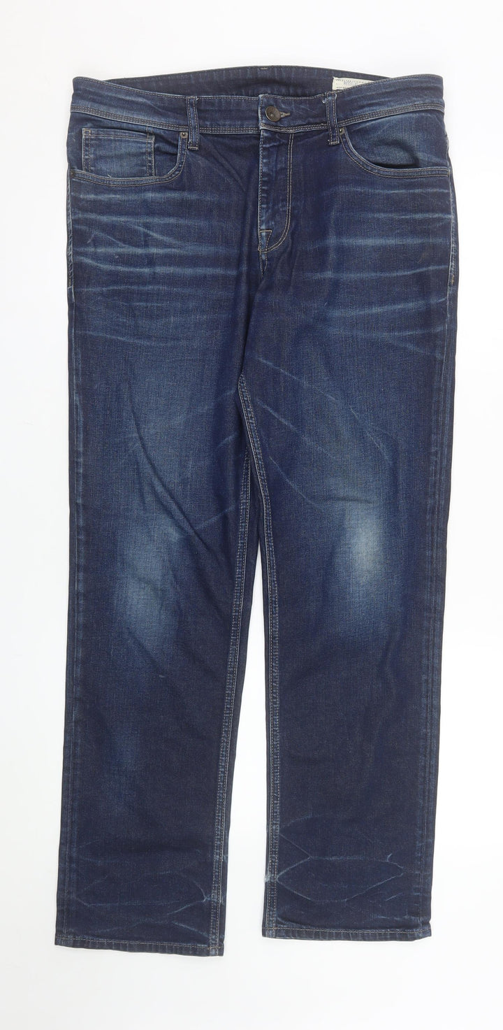 SELECTED Men's Blue Straight Fit Stretch Denim Jeans 34W 32L