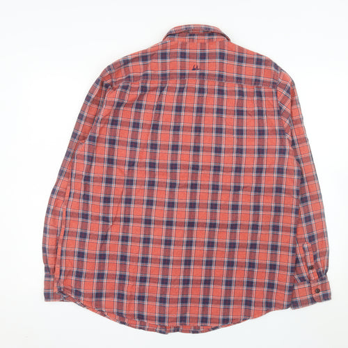 Mantaray Men's Red Check Flannel Button-Up Shirt Size L Long Sleeve